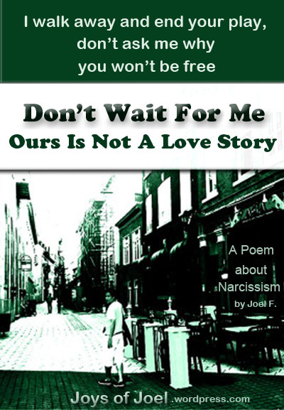 poem about narcissism, joys of joel poems, don't wait for me, not a love story
