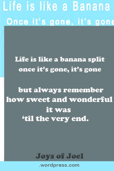 life is ike a banana split, joys of joel writings about love affair, forbidden things